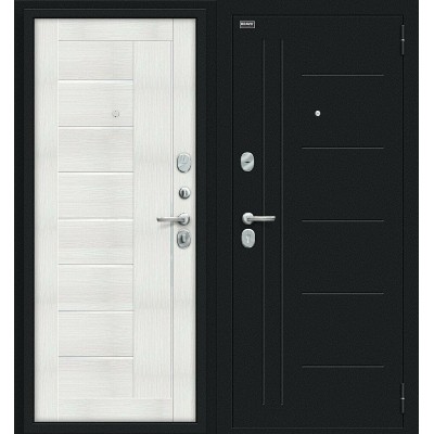 Дверь входная BRAVO Проф  Букле черное / Bianco Veralinga