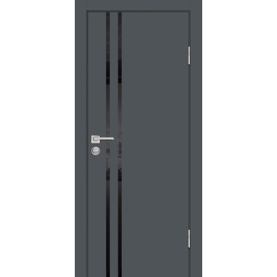 Дверь экошпон Profilo Porte P-11 ДО Графит с ABS кромкой Черный лакобель