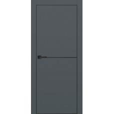 Дверь экошпон Profilo Porte PX-19 ДГ Графит с AL кромкой Молдинг черный
