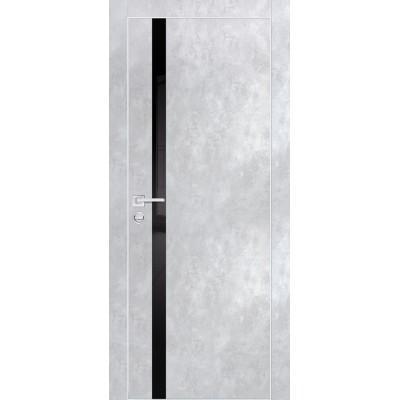 Дверь экошпон Profilo Porte PX-8 ДО Серый бетон с AL кромкой Черный лакобель