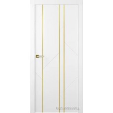 Белорусская дверь эмаль Belwooddoors Флекс 1  ДГ эмаль белая с молдингом золото