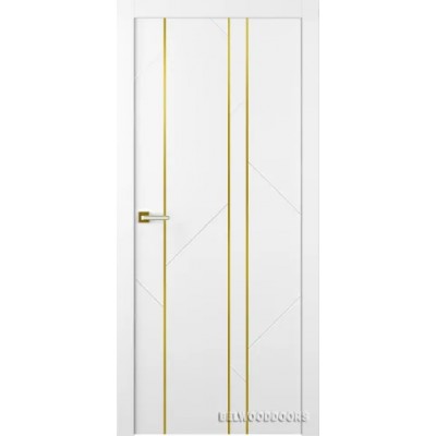 Дверь эмаль Belwooddoors Флекс 1  ДГ эмаль белая с молдингом золото