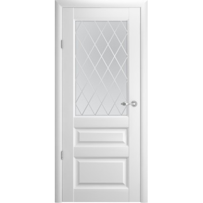 Дверь Verda ALBERO Эрмитаж 2 ДО Белый со стеклом Мателюкс Ромб