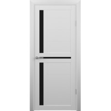 Дверь экошпон ALBERO Кельн ДО Кедр снежный с черным стеклом