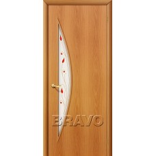 Дверь ламинированная BRAVO 5П ДО Л-12 Миланский орех со стеклом Полимер