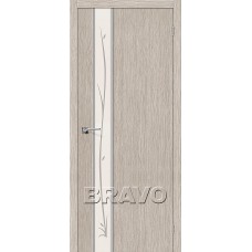Дверь BRAVO Глейс-1 ДО 3D Cappuccino с зеркалом Twig 