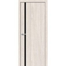 Дверь экошпон BRAVO Мода-11 Ash White со стеклом Black Line