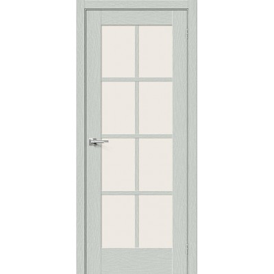 Дверь экошпон Bravo Prima-11.1 ДО Grey Wood со стеклом Magic Fog