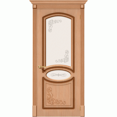 Дверь шпонированная BRAVO Азалия ДО Ф-01 Дуб со стеклом художественным