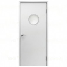 Влагостойкая дверь ПВХ Etadoor ДГ Белый с AL торцами с иллюминатором