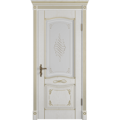 Дверь ВФД Classic Art Vesta Bianco Classic с золотой патиной стекло сатин. белое