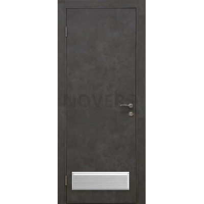 Дверь пластиковая Капель (Kapelli Classic) черный бетон с вентиляционной решеткой
