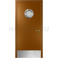 Дверь пластиковая Капель (Kapelli Classic) дуб золотой с иллюминатором и отбойной пластиной