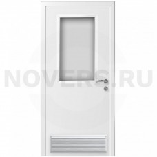 Дверь пластиковая Капель (Kapelli Classic) ДО белый матовое стекло с вентиляционной решеткой 