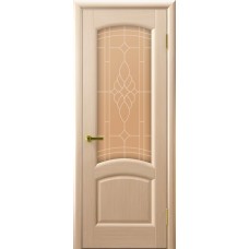 Ульяновская дверь Luxor шпон Легенда Лаура ДО беленый дуб со стеклом