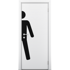 Дверь композитная Poseidon ДГ Белый с наклейкой для туалетов MAN
