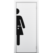 Дверь композитная Poseidon ДГ Белый с наклейкой для туалетов WOMAN