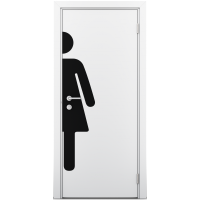 Дверь композитная Poseidon ДГ Белый с наклейкой для туалетов WOMAN