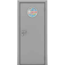 Дверь композитная Poseidon Серый с иллюминатором