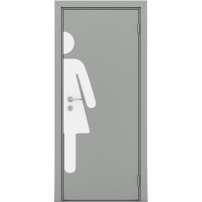 Дверь композитная Poseidon ДГ Серый с наклейкой для туалетов WOMAN