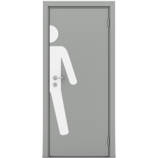 Дверь композитная Poseidon ДГ Серый с наклейкой для туалетов MAN