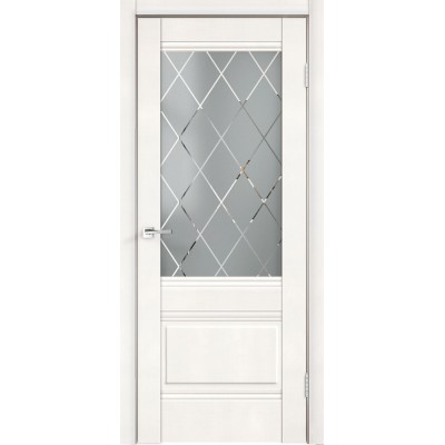 Дверь экошпон Velldoris Alto 2V Белый эмалит со стеклом Ромб светлый