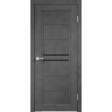Дверь экошпон Velldoris Next 2 Муар темно-серый со стеклом Lacobel черным