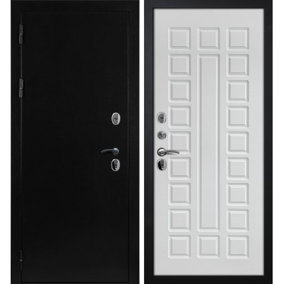 Дверь входная уличная с терморазрывом Protector Термо-1 Черное серебро / Белый ясень